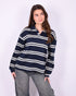 striped polo sweater navy