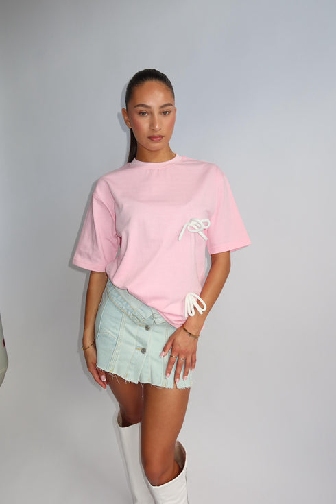 Priority bow tee pink