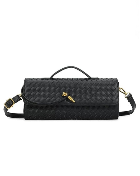 Gevlochten pu clutch black