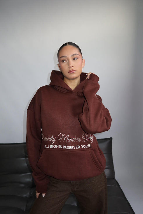 priority members hoodie brown