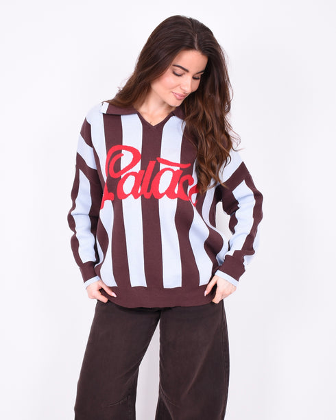 Palace knit polo Blue/brown