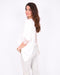 lace back split t-shirt white