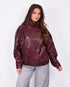urban braided leather jacket bordeaux