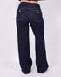 pocket wide leg stretch jeans dark blue