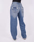 bum denim patch stretch jeans