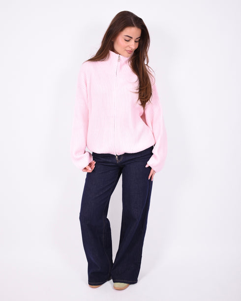 oversized zip knit pink
