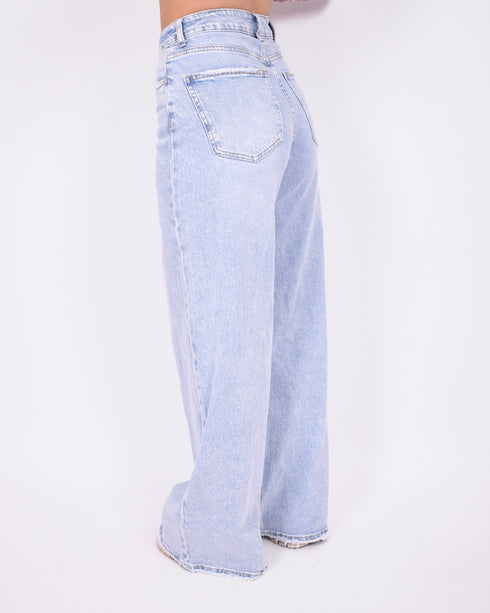 Baggy Wide leg stretch jeans light blue