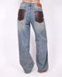 Leather pocket vintage jeans