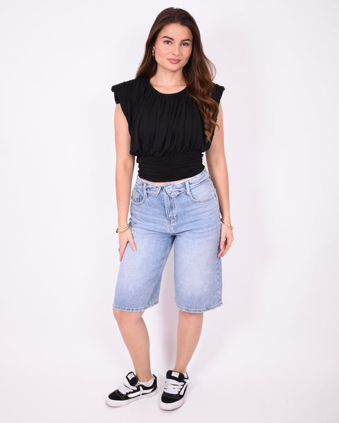 foldover stretch jort blue