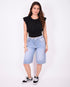 foldover stretch jort blue