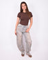 dirty vintage washed balloon stretch jeans