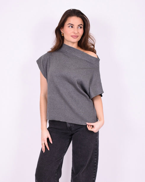 Off shoulder knit top grey