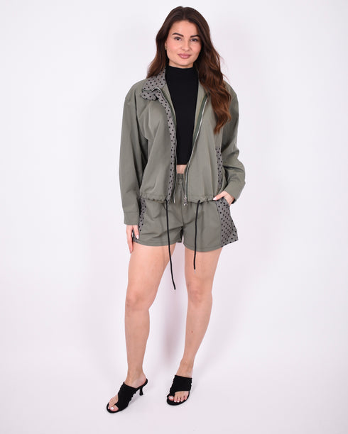 Polkadot set army green