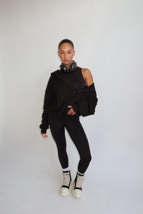 Priority zip up hoodie black