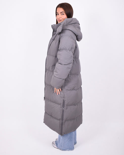 maxi puffer coat grey