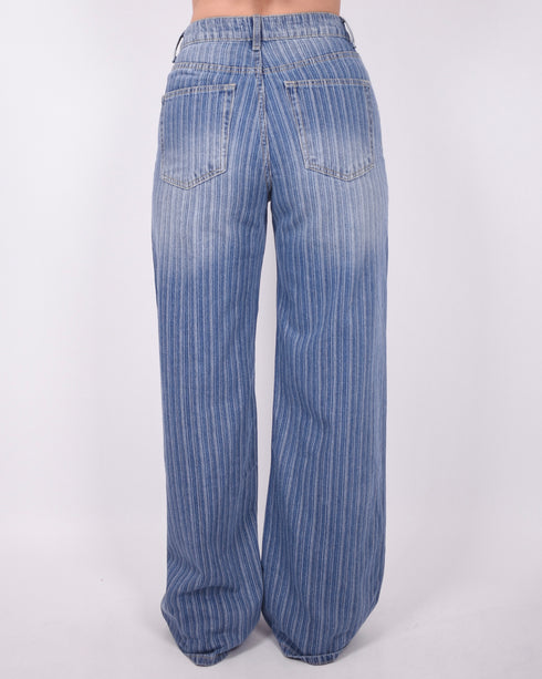 Stripe wide leg jeans blue