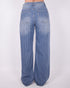 Stripe wide leg jeans blue