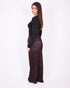 satin lace pants brown