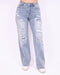 Ripped wide leg stretch jeans