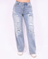 Ripped wide leg stretch jeans