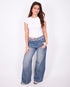 double wide leg stretch jeans medium blue