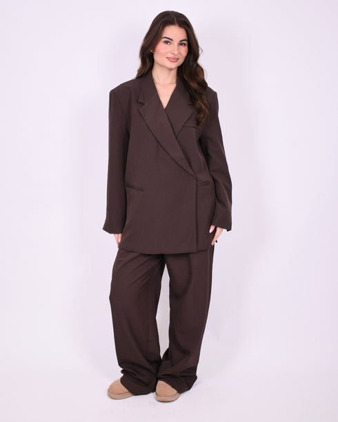 bibi boxy fit blazer brown
