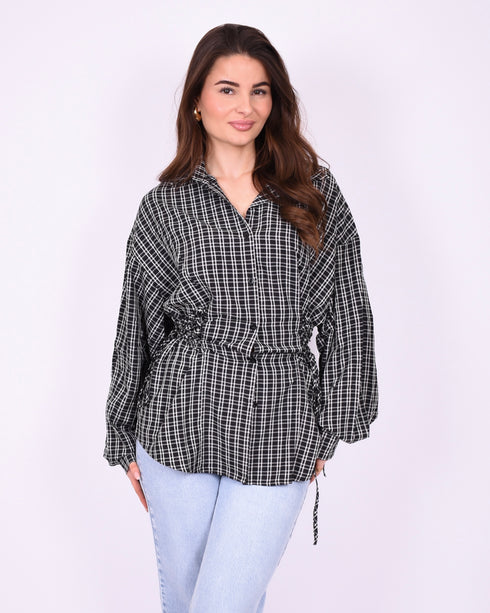 noa checkered blouse black/white
