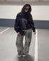 urban braided leather jacket black
