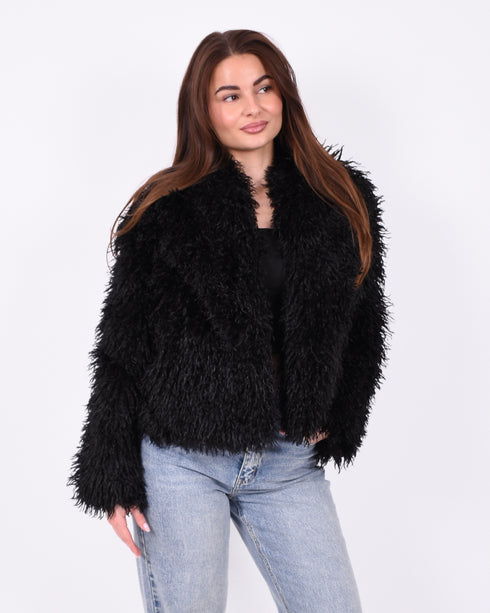 fluffy coat black