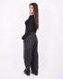 dark grey barrel cargo stretch jeans