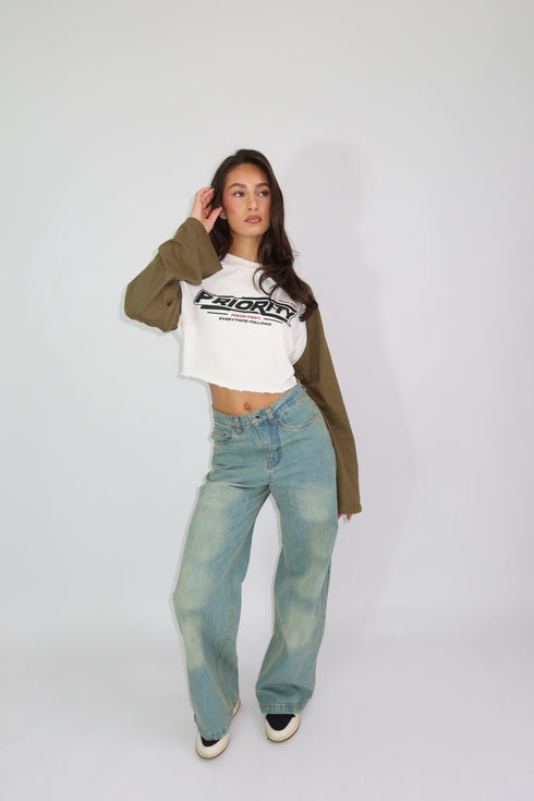 Priority focus Cropped longsleeve khaki
