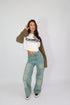 Priority focus Cropped longsleeve khaki