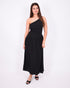 One shoulder linnen maxi dress black