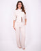 Linnen split blazer set beige