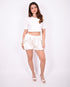 Satin cargo balloon short crème