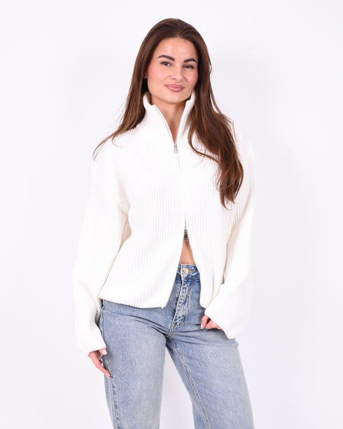 oversized zip knit off white