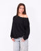 off shoulder studs sweater black