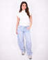 Lined barrel stretch jeans