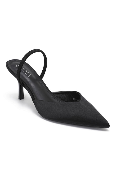 Satin heels black