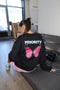 Butterfly long sleeve black/pink