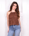 open back halter top brown