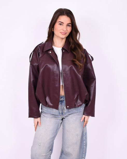 Puffy Leather jacket Bordeaux