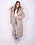 Maxi puffer coat taupe
