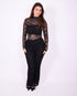 lace flared pants black