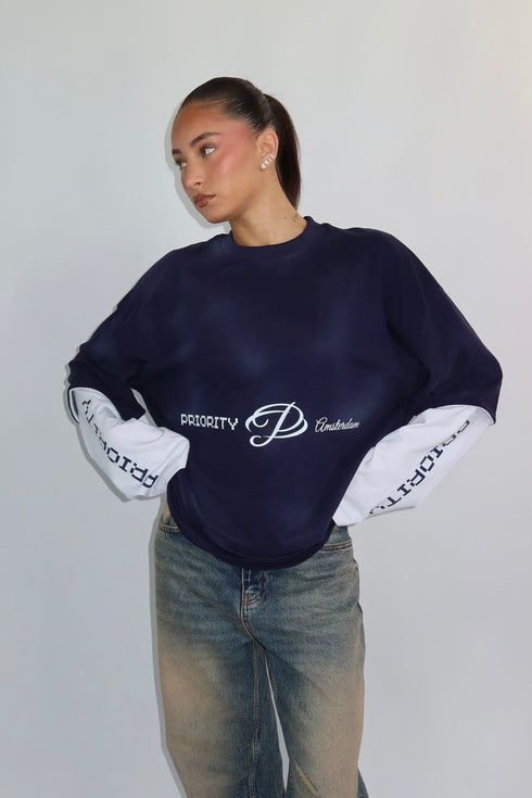 Priority prints longsleeve navy