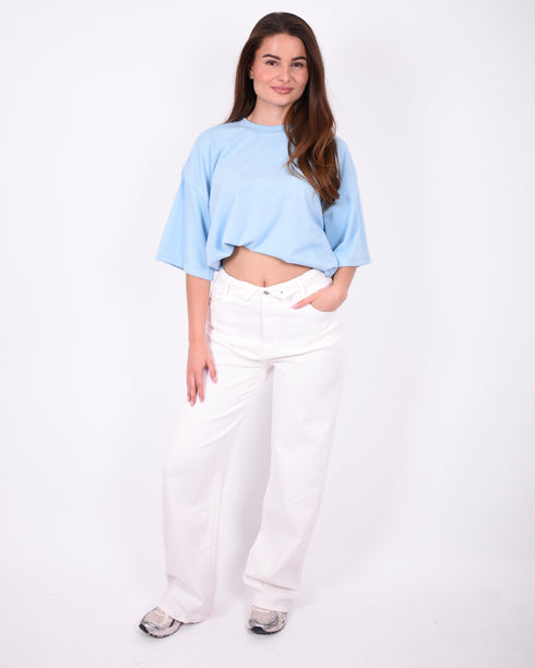 foldover stretch jeans off white