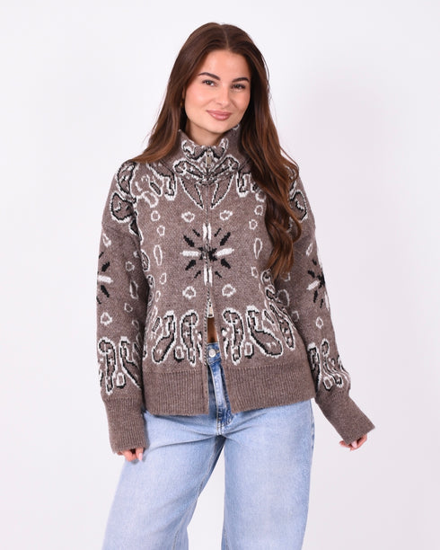 Paisley knit vest beige