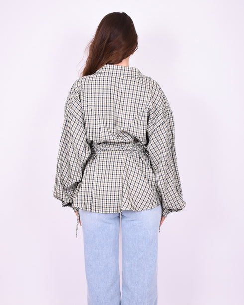 noa checkered blouse green