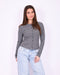 Striped button top grey/navy