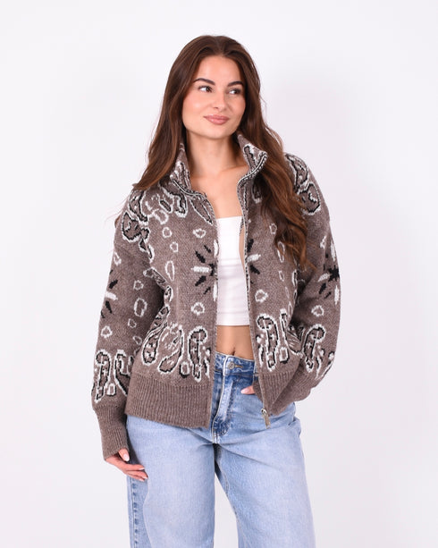 Paisley knit vest beige